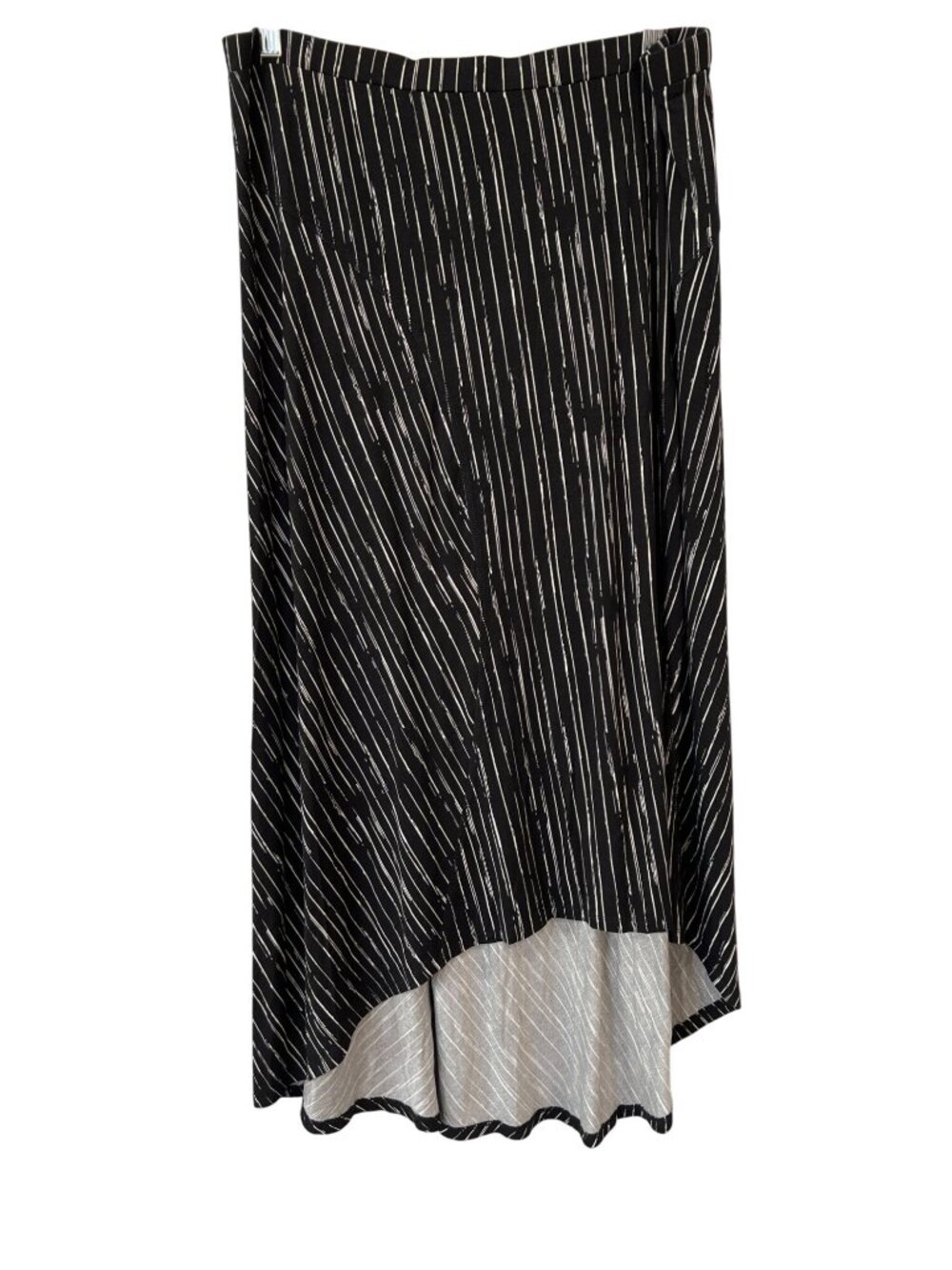 Lisa Rinna Collection Maxi Skirt Large Hi Low Hem Seam Detail Black White  Retro